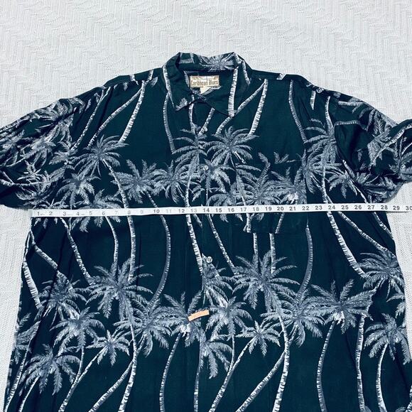 Caribbean Blues palm print short sleeve button down - Picture 6 of 7